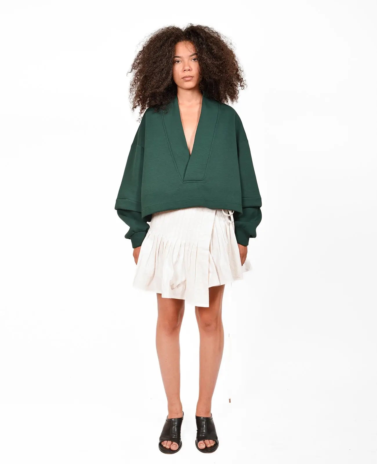 Green V-Neck Sweatshirt