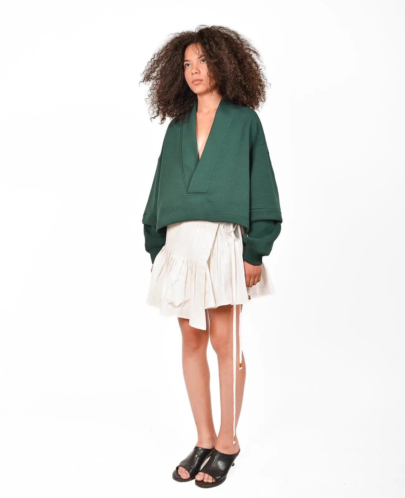 Green V-Neck Sweatshirt