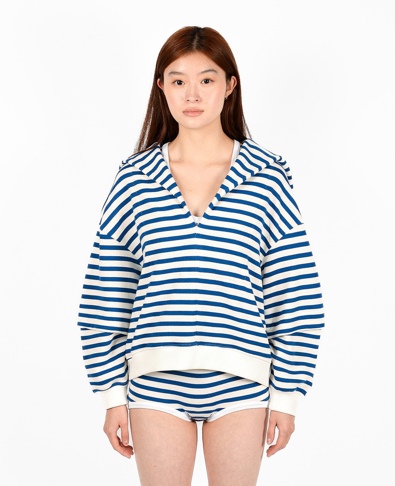 Striped V-Neck Capeshirt