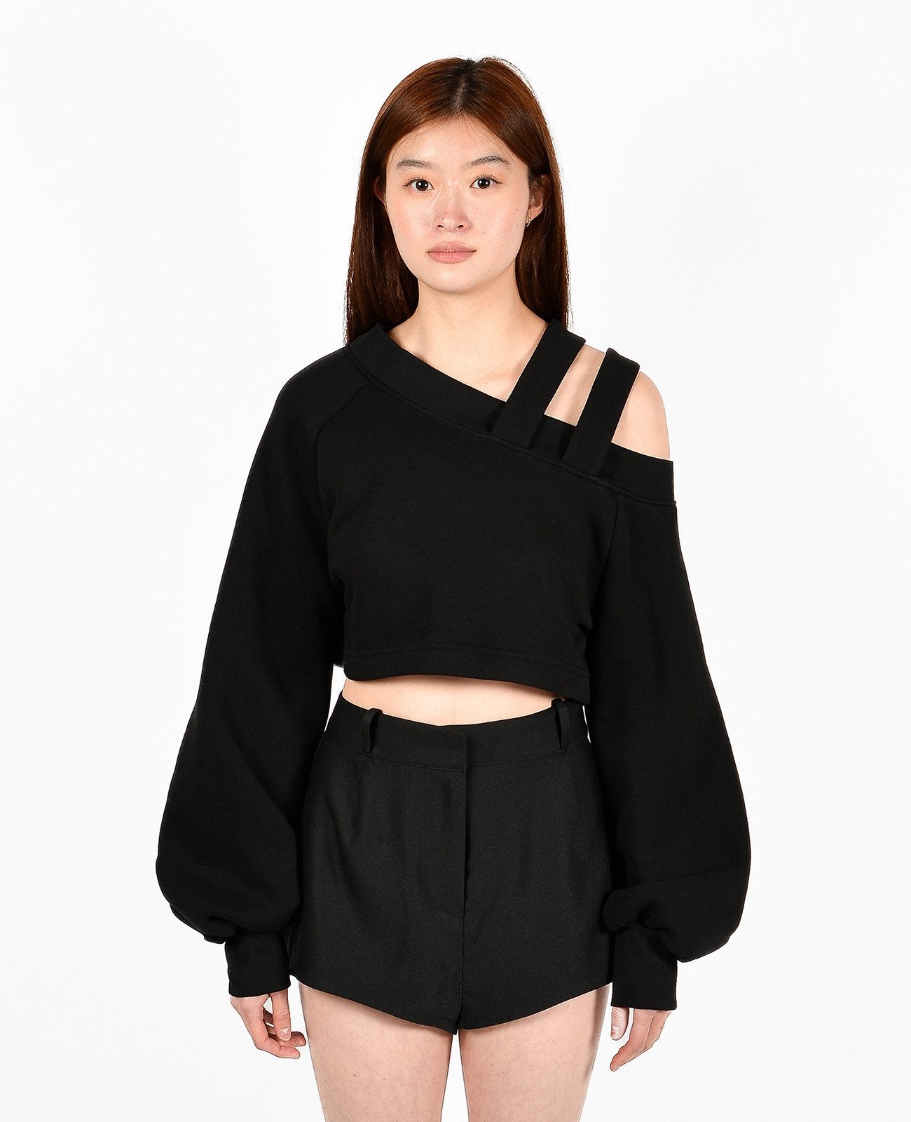 Black Cold Shoulder Top