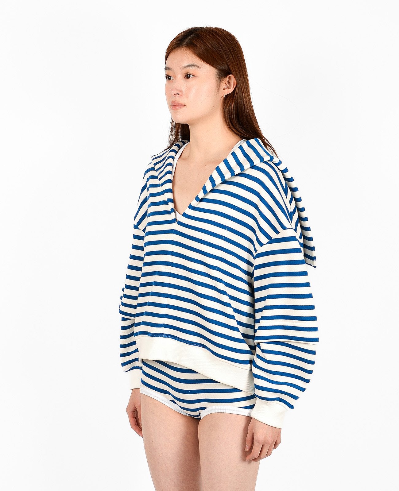 Striped V-Neck Capeshirt